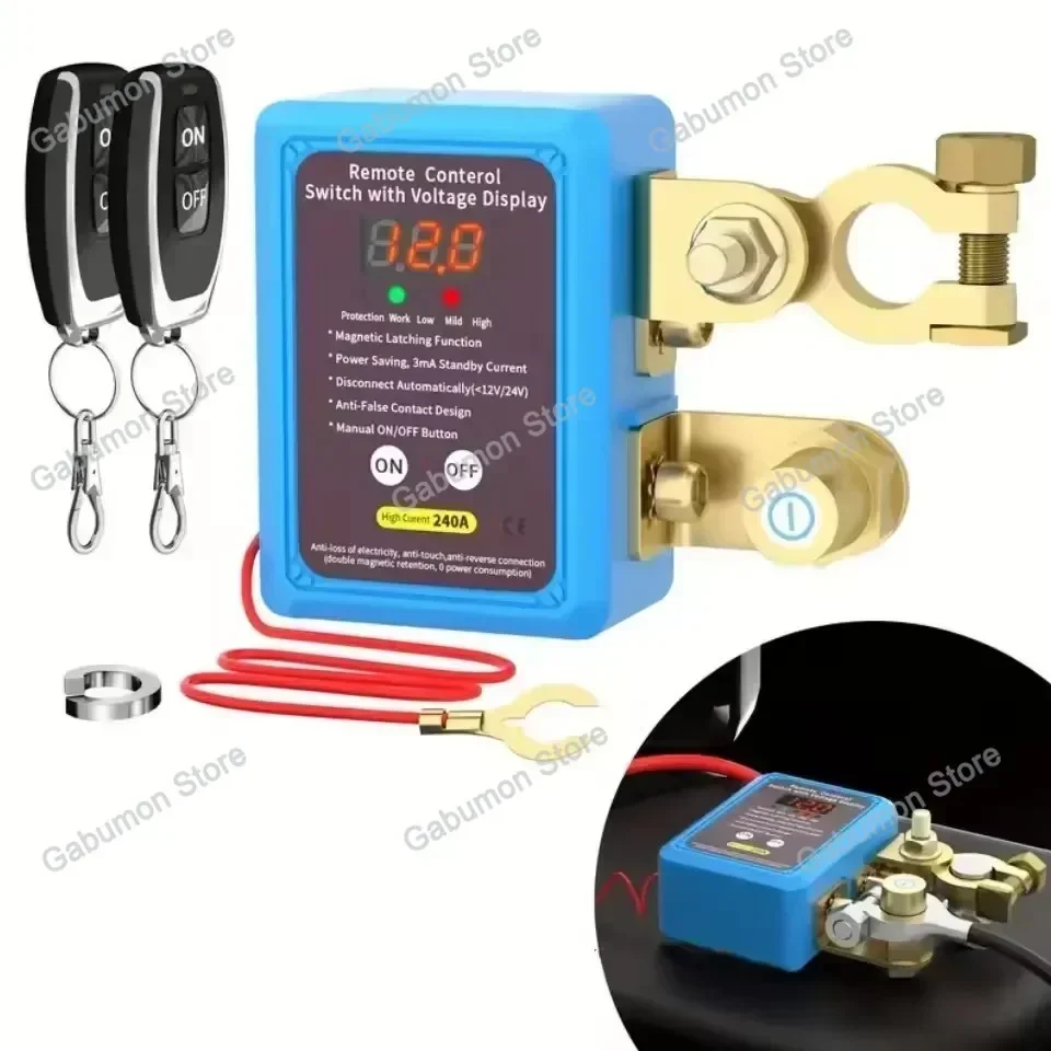 مفتاح فصل البطارية عن بعد 12 فولت 240A مفتاح قتل إيقاف تشغيل الطاقة التلقائي مفتاح التحكم عن بعد للسيارات سيارة شاحنة قارب #1