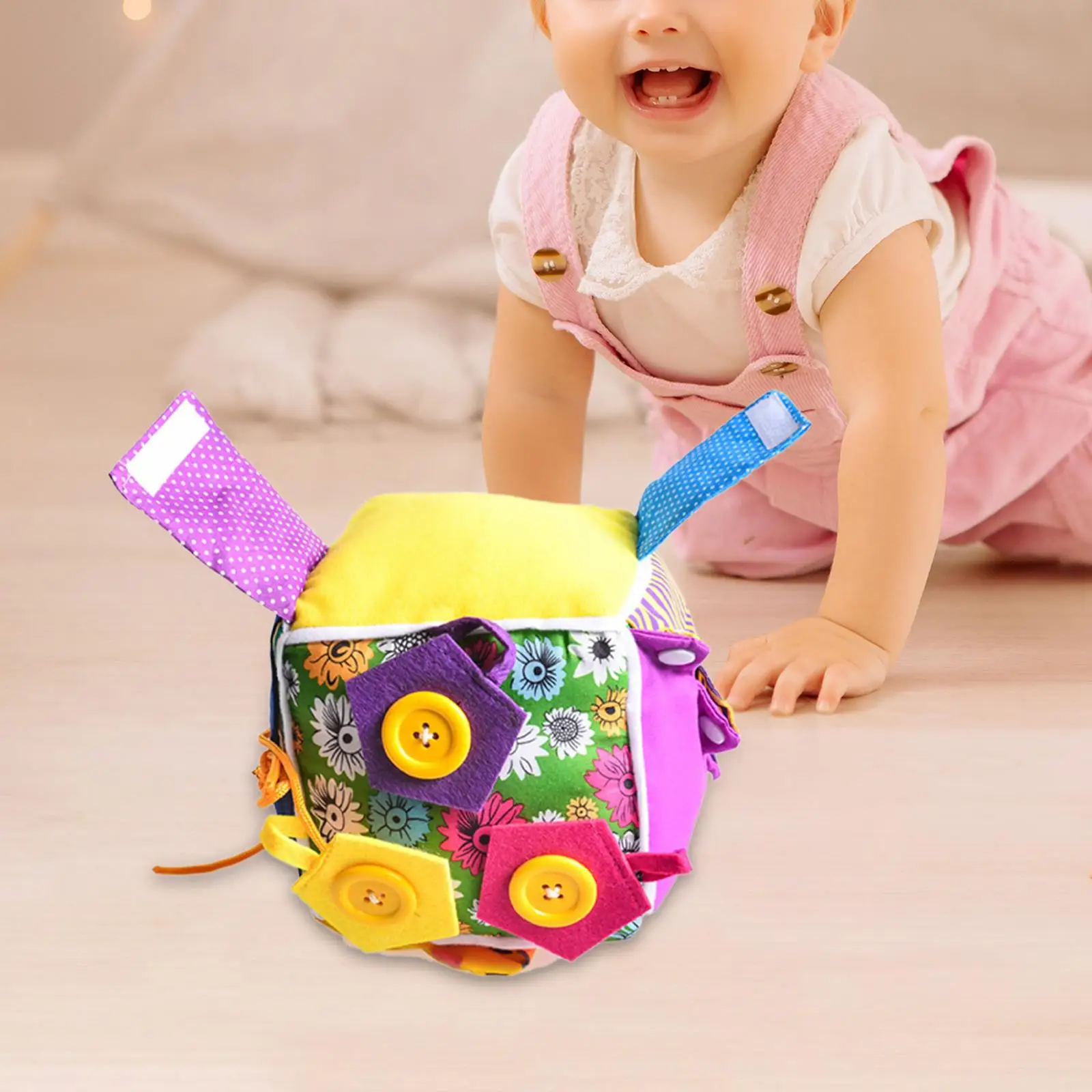 Life Skills Cube Montessori Toys with Clothes Buckle Zipper Tie Shoe Travel Gifts Soft Fine Motor Skills Dress Learn Board