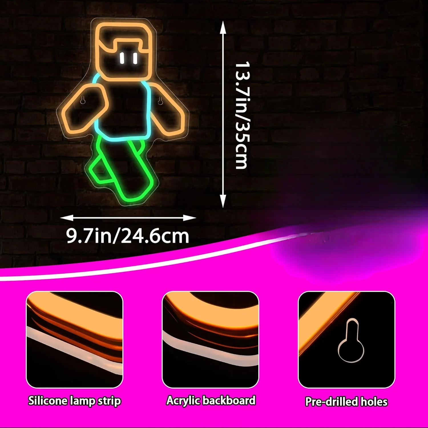 Pixel Art Character Neon Sign - Tech Office Wall Art review and price