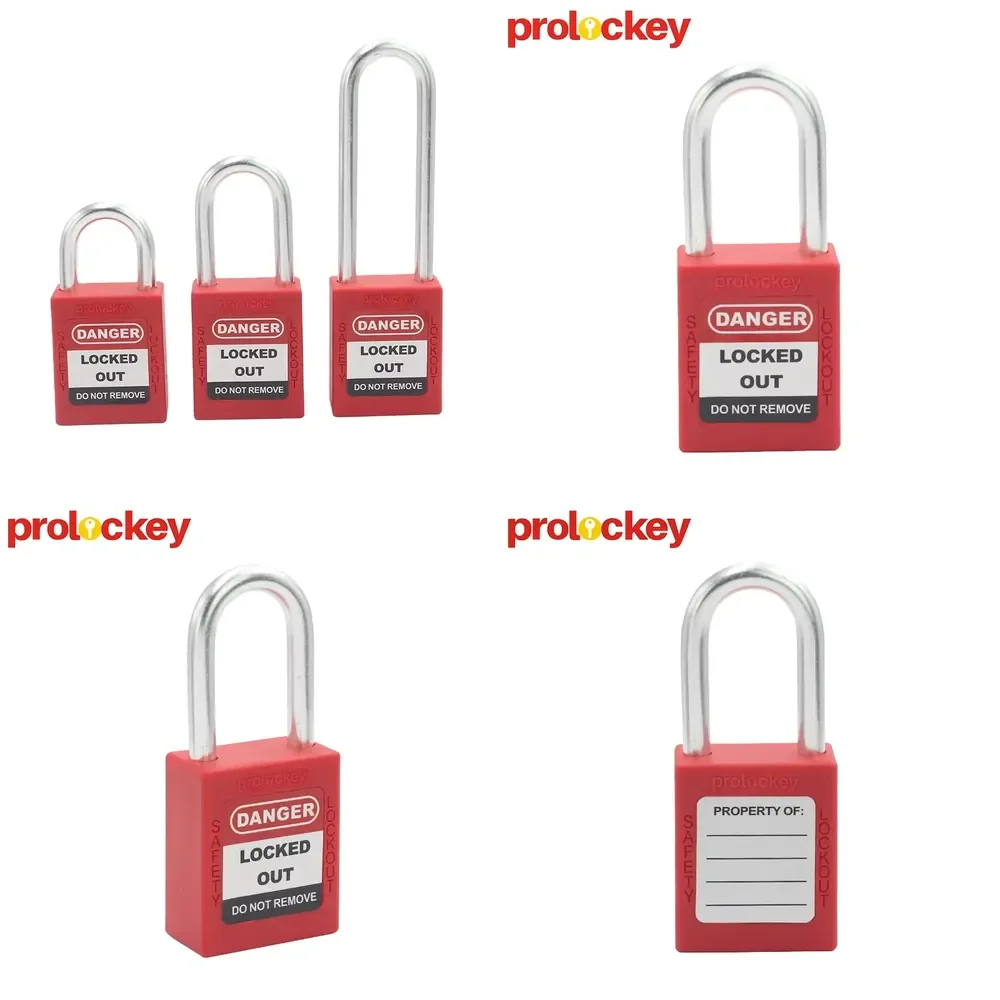38MM 6mm Industrial Steel Nylon Shackle Safety Padlock Keyed Alike Durable Lockout Tagout Padlock 1 Year Warranty-LOCKEY P38A