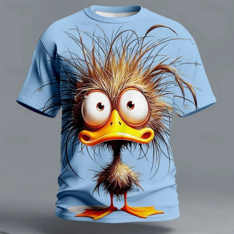 3D-gedrucktes lustiges Enten-T-Shirt für Herren, Cartoon-Tiermuster-T-Shirts, Sommermode, O-Ausschnitt, lockere Oberteile, Streetwear, Kurzarm-T-Shirts