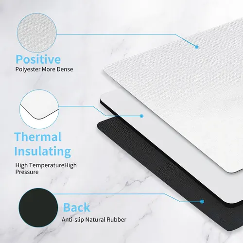 Imagen 2 del producto Alfombrilla de ratón de sublimación, alfombrilla de ratón en blanco para transferencia de sublimación, prensa de calor, manualidades de impresión, antideslizante, 8 Uds.