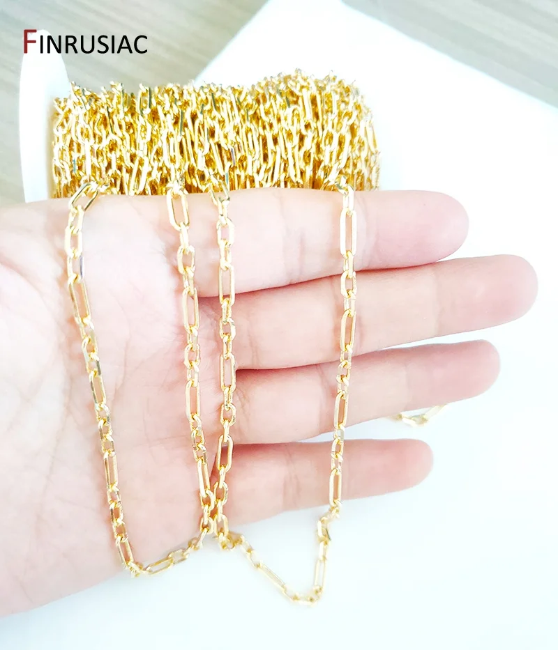 

New Trendy 3 Styles 14K Gold-Plated Brass Chain Spool High-Quality Chains For DIY Jewelry Making Accessories Wholesale