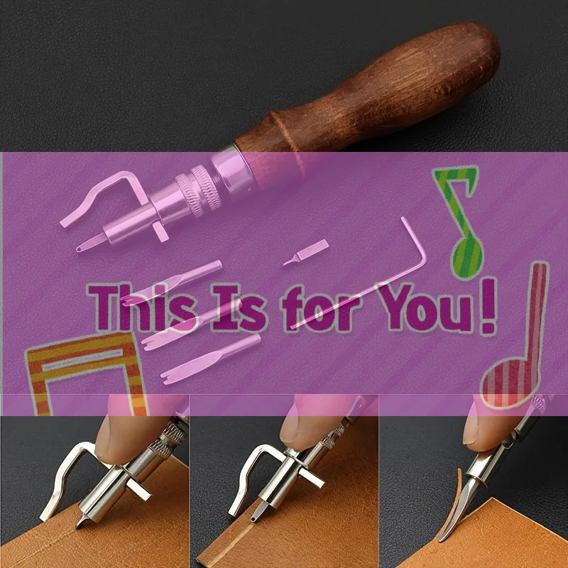 Leatherwork Edge Beveler - 7 in 1レザーグルーバーツール、プロ仕様調整可能ステッチング作業ツール、折り目付けエッジベベラー、レザーカービングカッティングツールキット（DIY用）