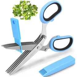 Herb Scissors Set with 5 Blades and Cover Kitchen Gadgets for Cutting Shredded Lettuce, Cilantro Fresh, Green Onion Fresh