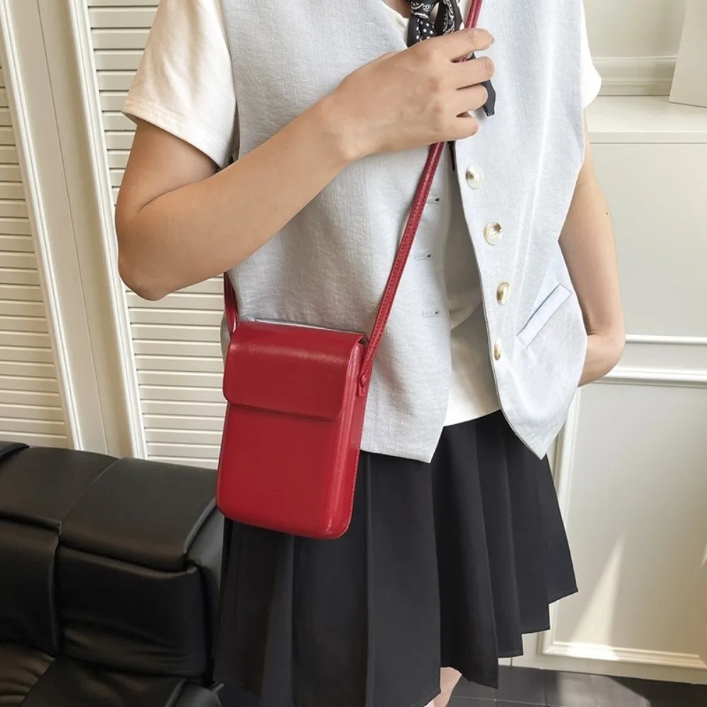 

Портативная корейская сумка через плечо с клапаном, однотонная мини-квадратная сумка для телефона из искусственной кожи, сумки через плечо для отдыха, сумки