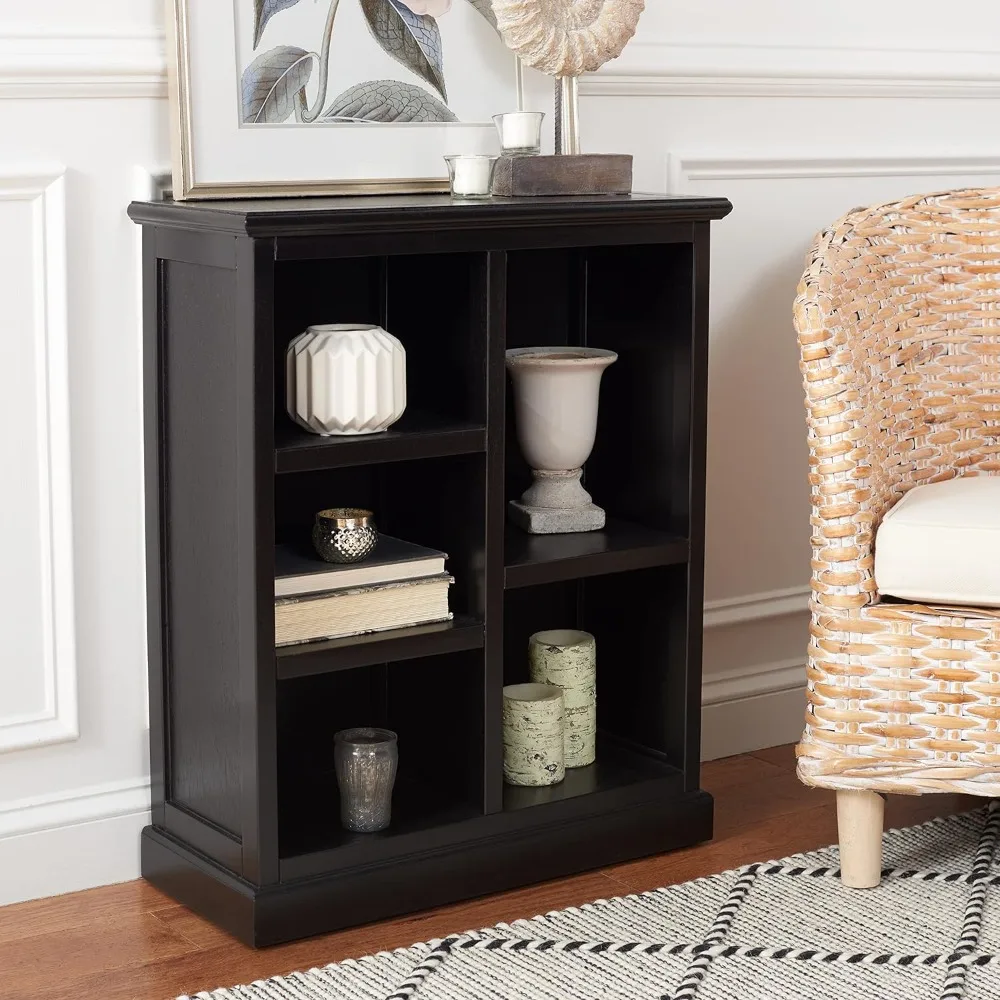 Bookcase, Home Collection Black Solid Wood Bookcase 5-Shelf Unit, Showcase, Storage, Bookshelf, Bookcase