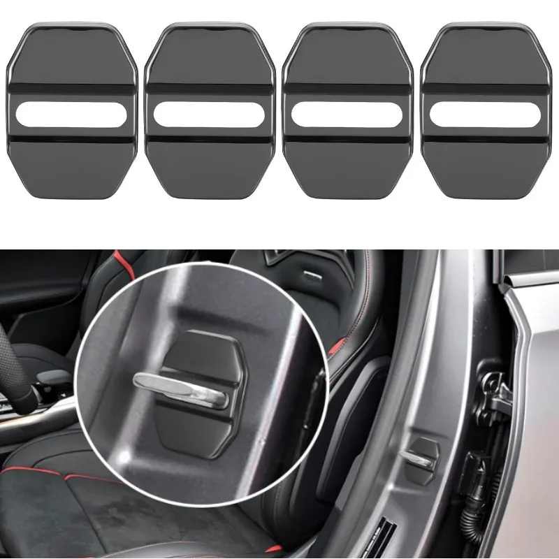 

4 шт., защитная крышка защелки дверного замка автомобиля, совместимая с Mercedes-Benz (A/C/E/CLS/GLE/GLC) AMG GTA, автомобильный дверной замок, спортивный стиль