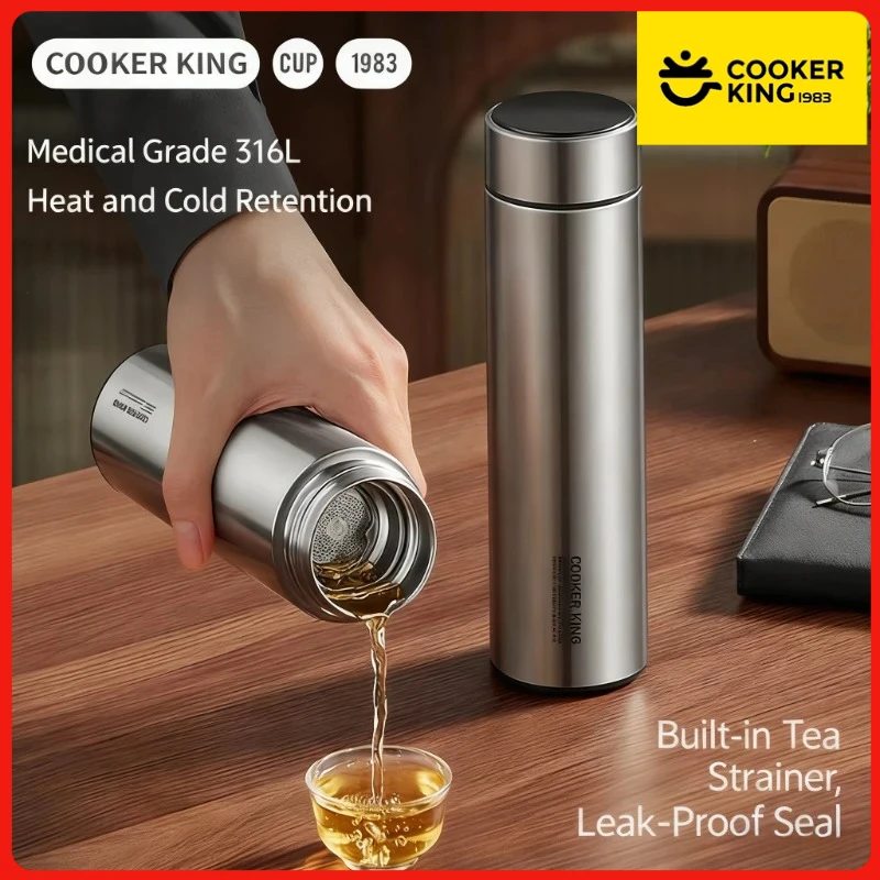 COOKER KING 490 ml Edelstahl-Wasserflasche Business Teetasse Yun Dao Serie Thermosbecher Büro Trinkgeschirr Thermo-Wasserflasche