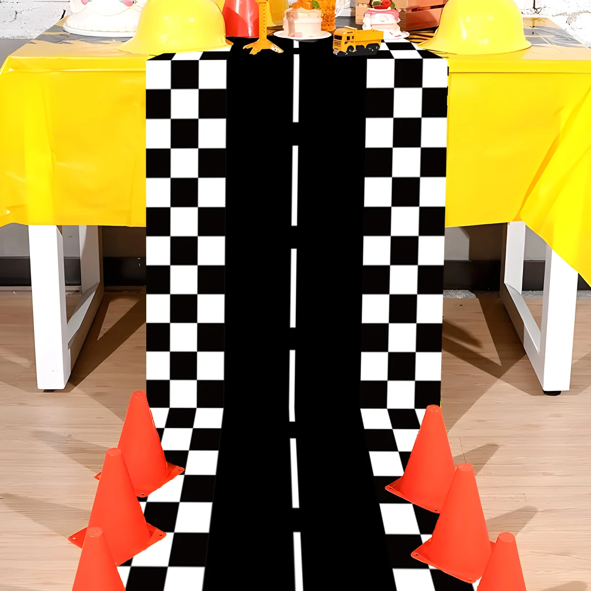 Racing Car Birthday Party Supplies Checkered Tablecloth Racetrack Table Runner Table Covers Boy Race Car Themed Party Decoration