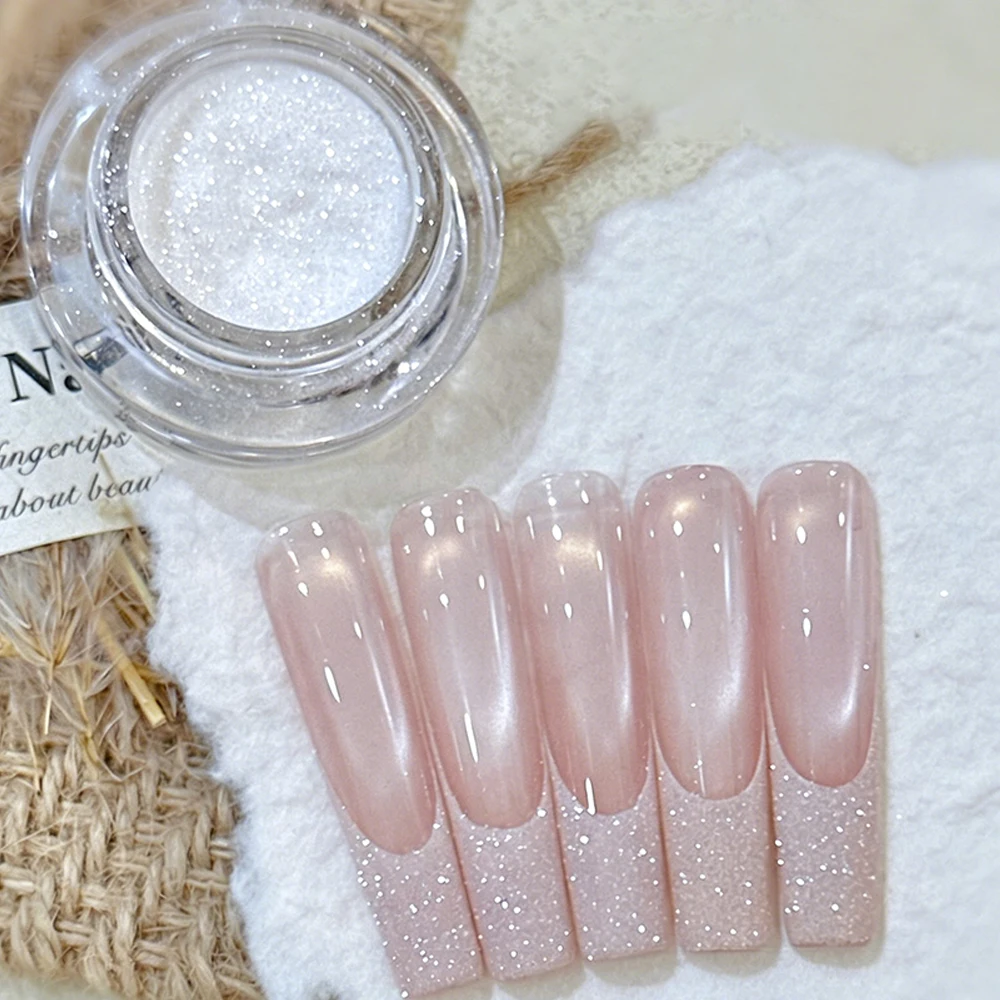 1 Dose Weißes Blitzendes Diamant-Glitzer-Nagelpulver Reflektierendes Kristall-Zucker-Nagelstaub Funkelnder Französischer Diamant-Nagelstaub Deko & 0,3 Gramm