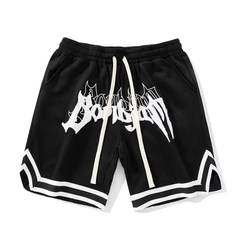 Streetwear Hip Hop Sports Shorts Men Harajuku Letter Embroid Summer Loose Elastic Waist Gym Basketball Fitness Jogging Shorts