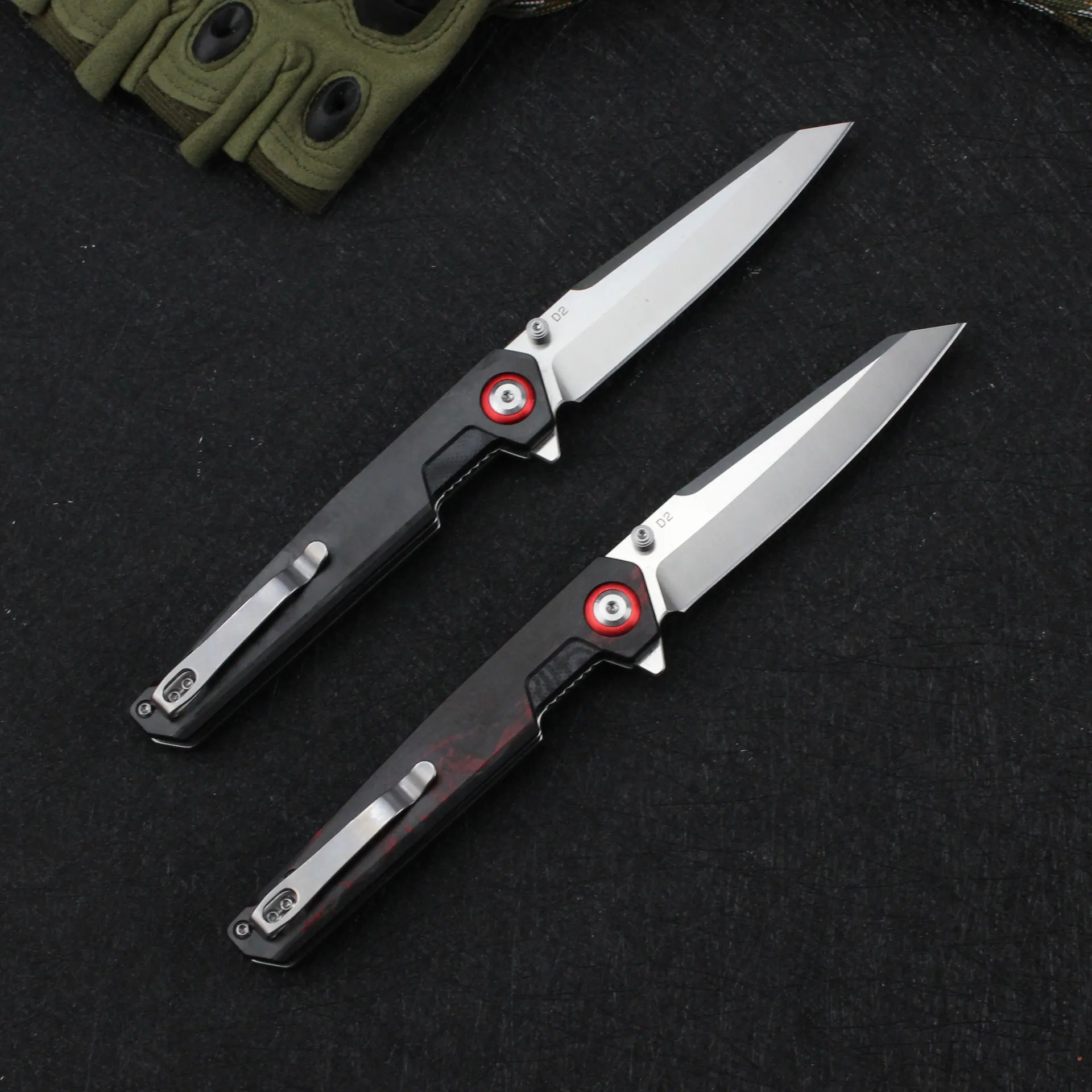 Kesiwo GT969 D2 Folding Knife Carbon Fiber Handle Flipper Ball Bearing Outdoor Camping Hunting Fishing Utility Pocket EDC Knife