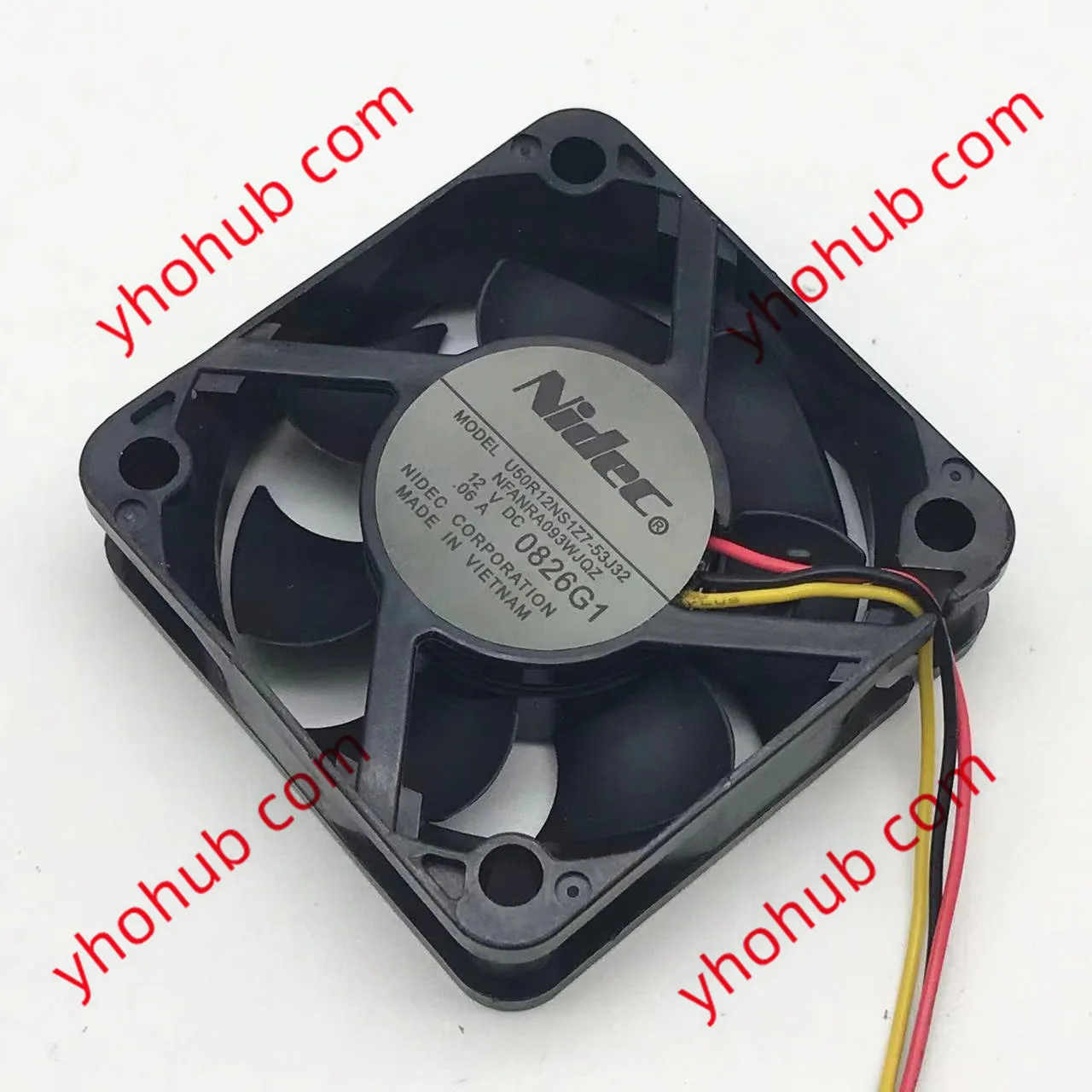 Nidec U50R12NS1Z7-53J32 DC 12V 0.06A 50x50x15mm 3-wire Server Cooling Fan