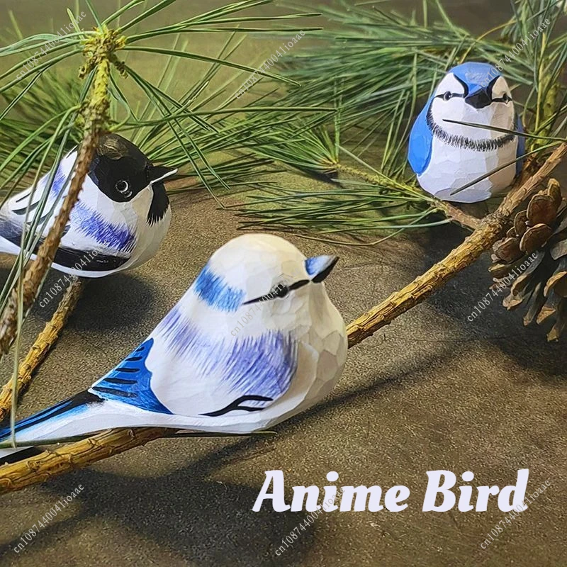 

Симпатичное аниме-украшение в виде птицы-деревянная резная птица красочная резная птица ручная резьба из цельного дерева настольное украшение аксессуары для дома