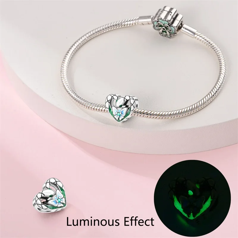 New 925 Silver Color Luminous Elk Elf Lantern Charms Butterfly Whale Beads Fit Pandora 925 Original Bracelets DIY Jewelry Gift