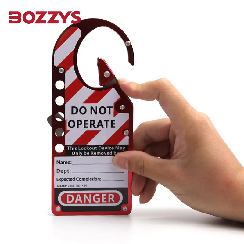 BOZZYS Aluminum Labeled Snap-on Group Lockout Hasp with Self-elastic Buckle for Multiperson Management of  Lockout Tagout BD-K54