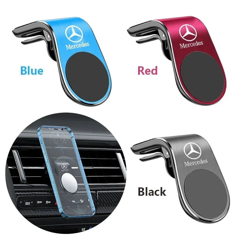 Car Phone Holder Air Vent Clip Metal Magnet Phone Stand for Mercedes Benz W204 W205 W210 W211 W212 W213 C E Class GLA GLK GL GLC