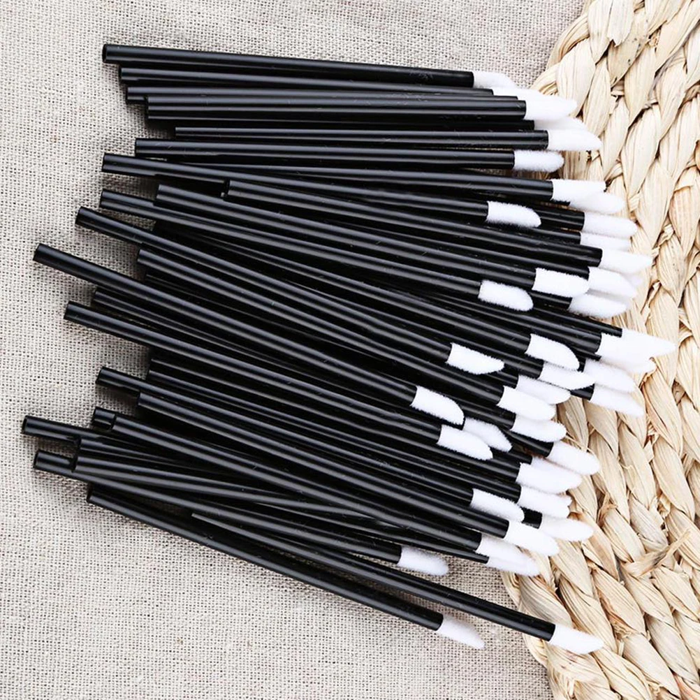 

50pcs Lip Brush Applicator Flocked Sponge Head Makeup Tool Kit For Lipstick Gloss Brushes Soft Bristles Easy Apply