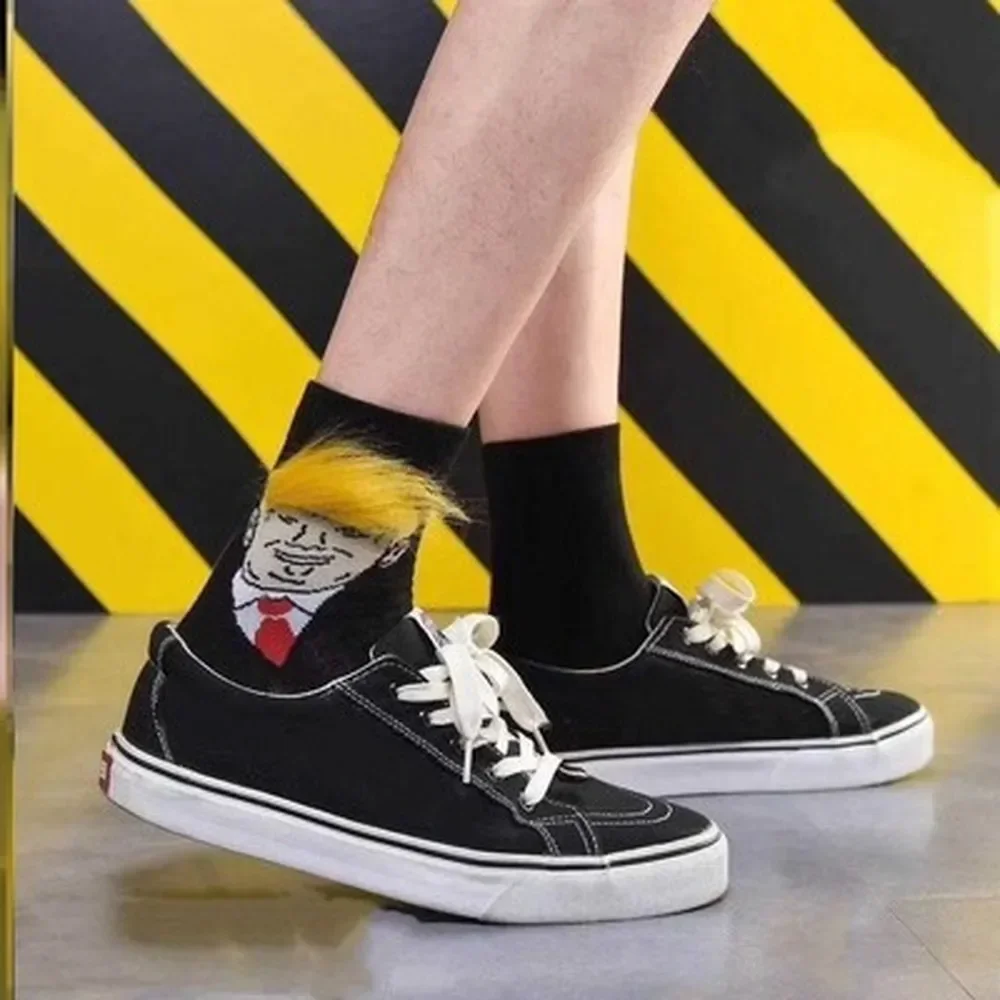 Fashion Novelty Funny Socks 3D Print President Donald Trump Crew Sock Men Male Harajuku Streetwear Hip Hop Skateboard Long Socks