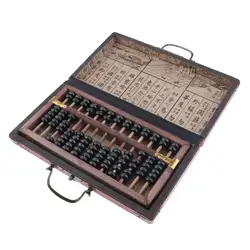 13 Rows Vintage Chinese Wooden Bead Arithmetic Abacus with Box Classic Ancient Calculator Counting Collection Gift Kids Toy