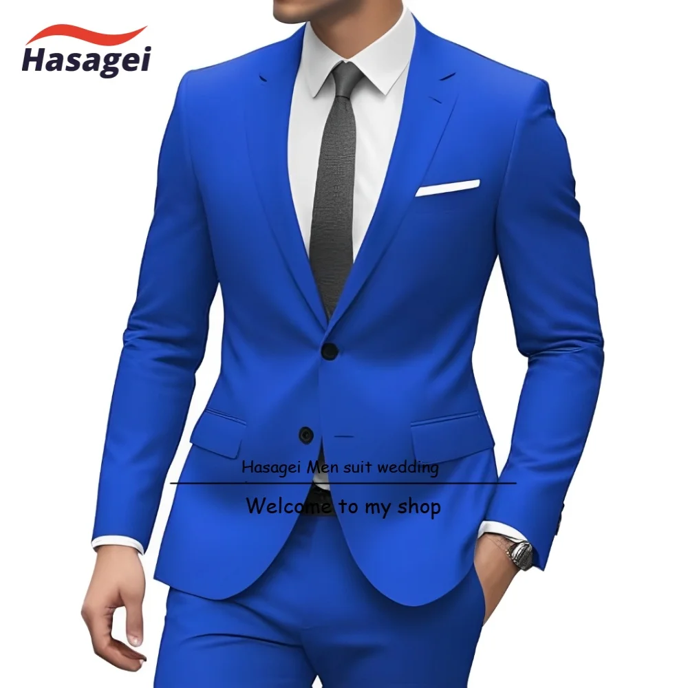 Mens Slim Fit 2 Piece Suit Formal Groomsmen Suit Wedding 2 Button Solid Jacket Pants Set Prom Suits for Man