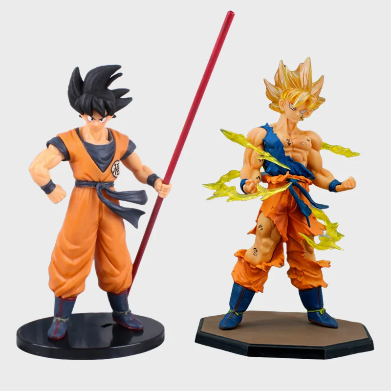 17cm Anime Dragon Ball Super Saiyan One Son Goku Figure Kakarotto Battle Damage Posed Desktop Ornaments Classic Decoration