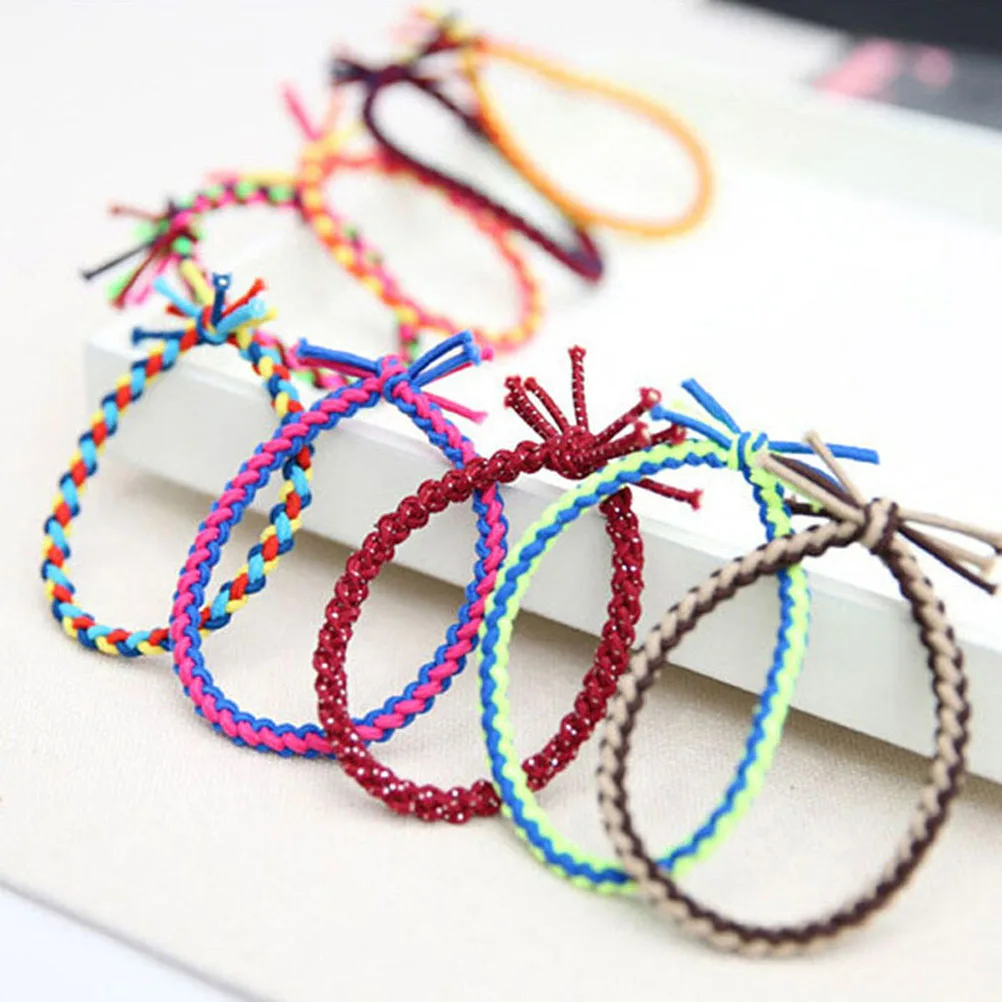 

20pcs Fluorescent Color Ties Handmade Stretch Knitting Hair Ring For Women Girls Ponytail Holders Hair Accessories Elastic