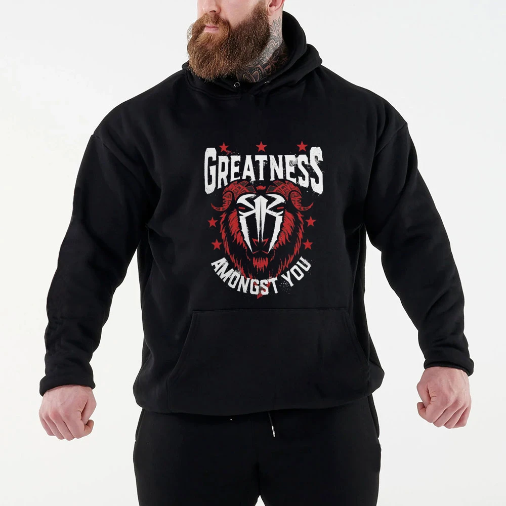 

LE 2024 Autumn/Winter New Famous Wrestler Roman Reigns Men's Black Hoodie Street Sports Casual Pullover