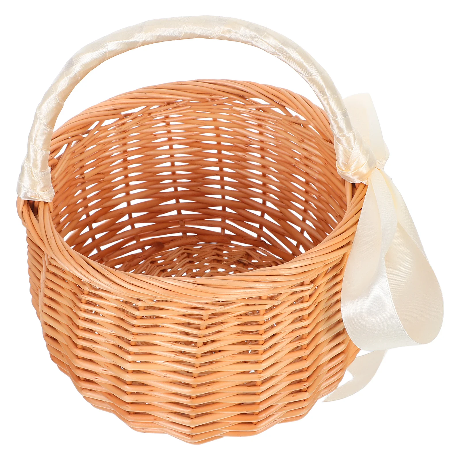 

Willow Woven Flower Girl Basket Handmade Storage Baskets Large Capacity Material Ideal Picnics Carrying Flowers