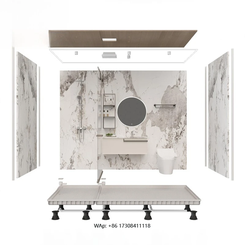 

Quick Installation Material Prefab Bathroom Toilets Integrated Bathroom for Cruise Ship with Toilet Sink Vanity