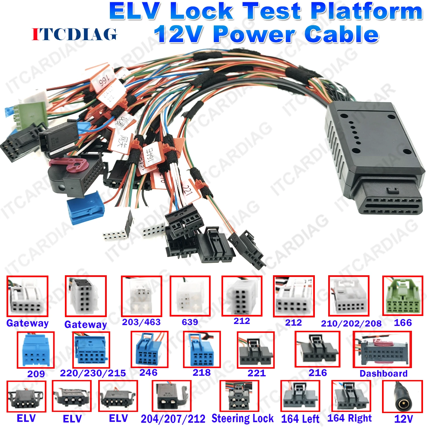 ELV Lock Test Platform Cable 12V Power For Mercedes-Benz Multifunctional All Key Lost Support VVDI Large Panel Wiring Harness