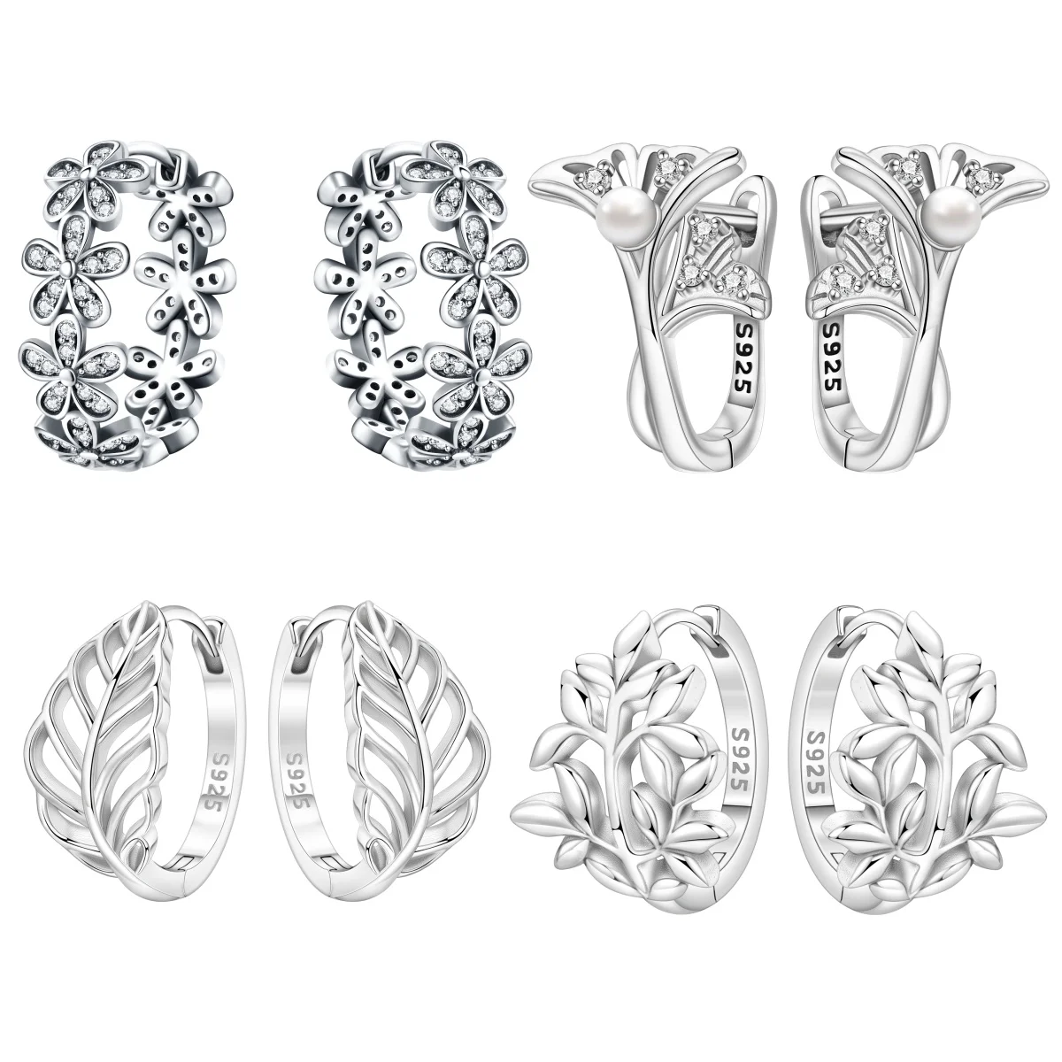 

Orstarry S925 Sterling Silver Earrings Exquisite Plant Leaves Daisy Flower Earrings For Women Birthday Gift Silver Jewelry