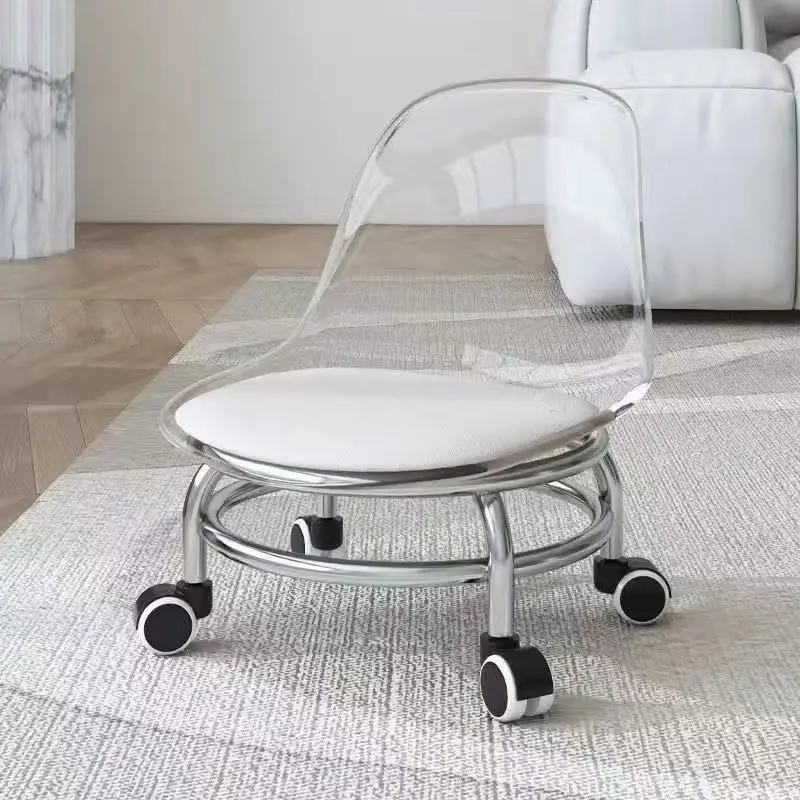 Wheeled acrylic stool household comfortable modern minimalist ottoman foot stool portable small