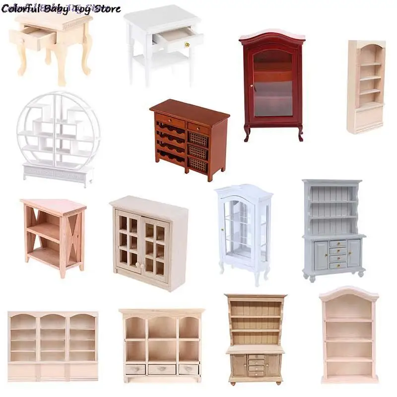 1:12 Dollhouse furniture Miniature Wood Display Cupboard Cabinet Showcase Doll House Decor Cabinet Model Room chests