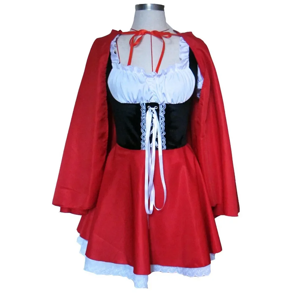 Adult Women High Quality Sexy Dress Halloween Little Red Riding Hood Costume Princess Dress Cloak Bar Game Cosplay Uniforms