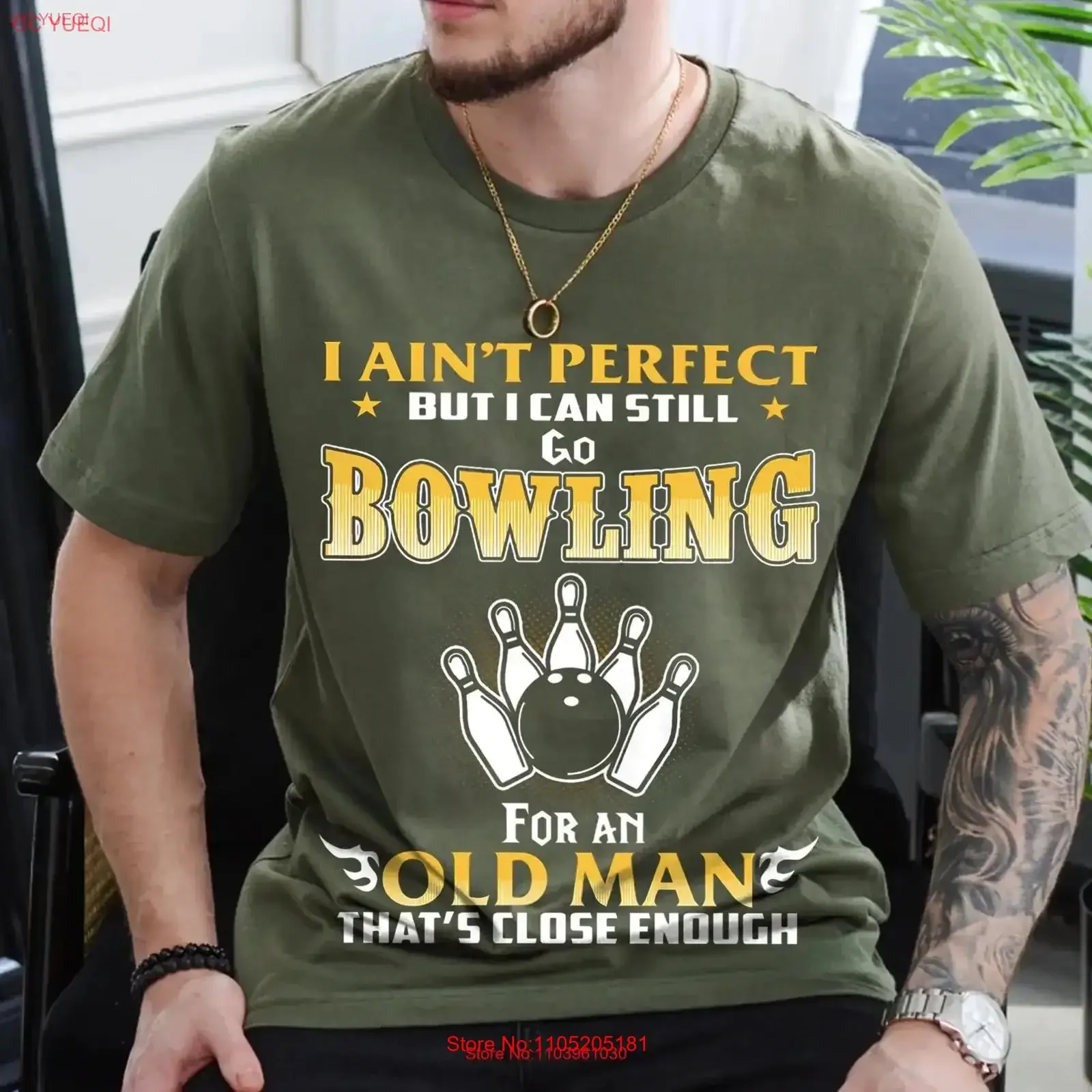 مضحك البولينج تي شيرت أنا مثالي ولكن لا يزال الذهاب رجل يبلغ من العمر الرامي للرجال كبار الفكاهة خمر غسلها لينة قليلا أوم