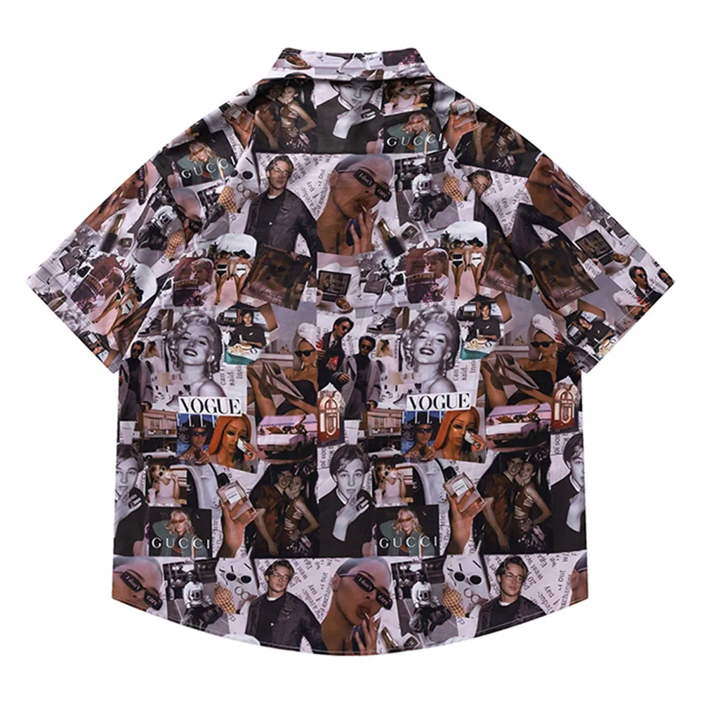 Full Printed Casual Oversized Men's Shirt Short Sleeve Summer Button Up Shirts for Man Hawaiian Shirts