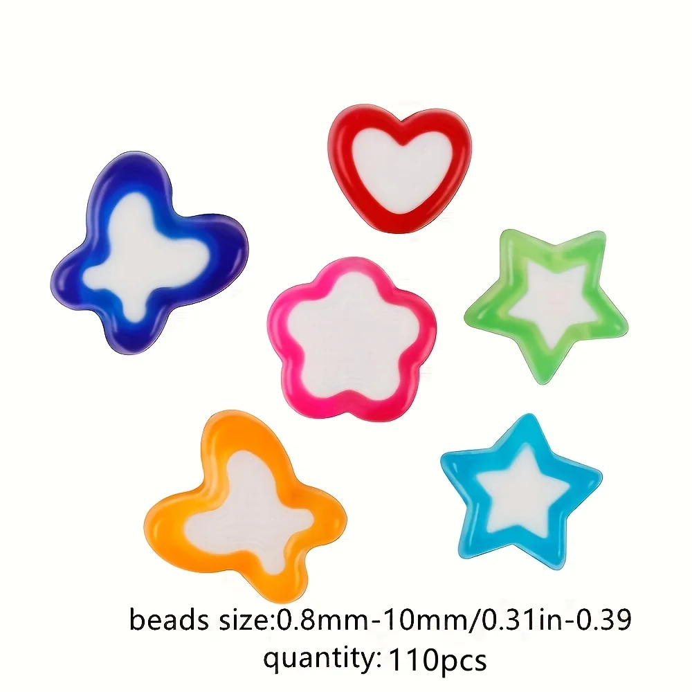 110pcs Two tone Drip Oil Little Peach Heart Plum Blossom Five pointed Star Butterfly, Very Beautiful DIY Production Supplies view 4