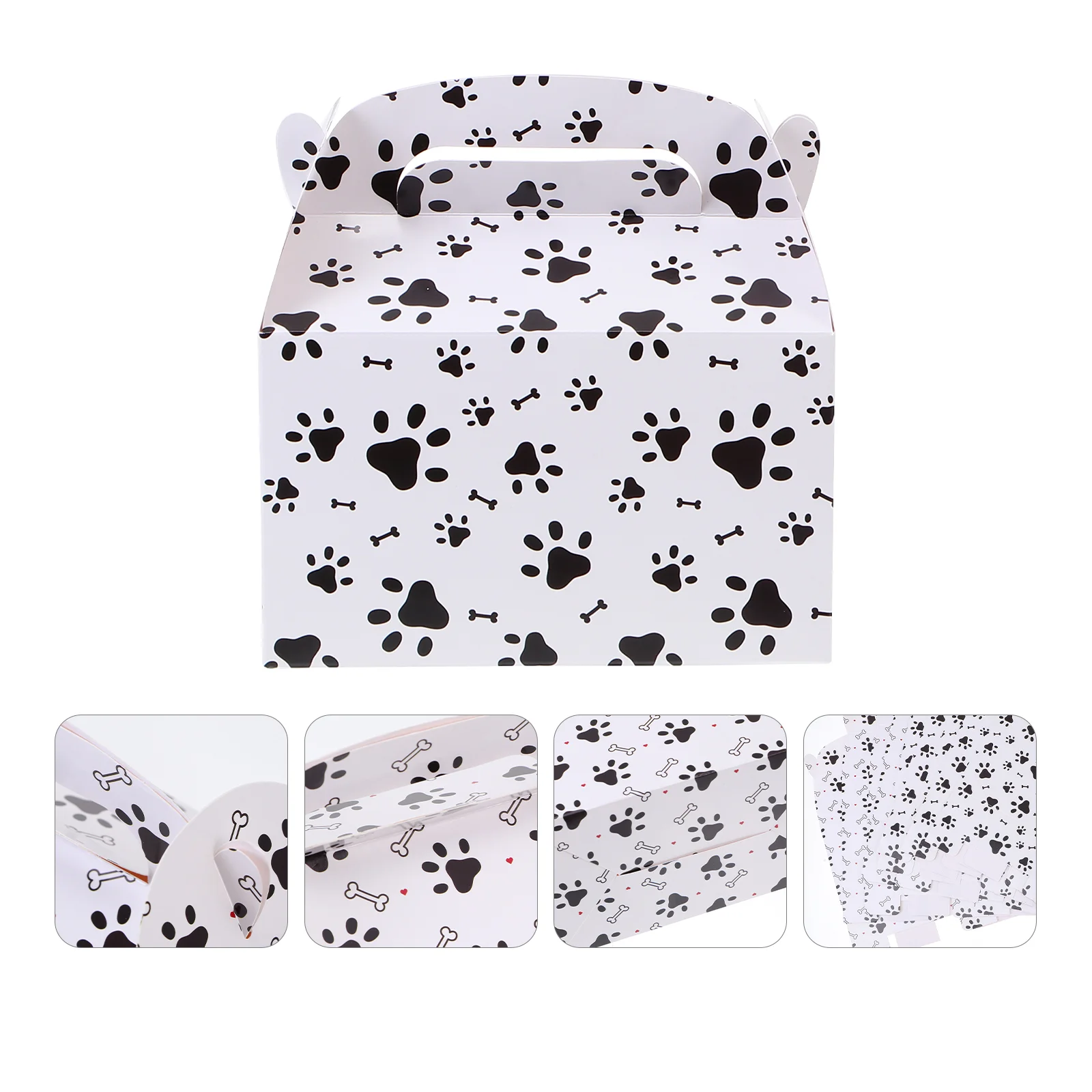 12 Pcs Gift Boxes for Presents Cat and Dog Footprints Treat Candy Packaging Party Supplies White