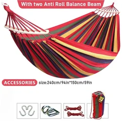 Hammock Reinforced Wooden Rod Canvas Outdoor Supplies Camping Hammock Reinforced Anti-rollover Single and Double