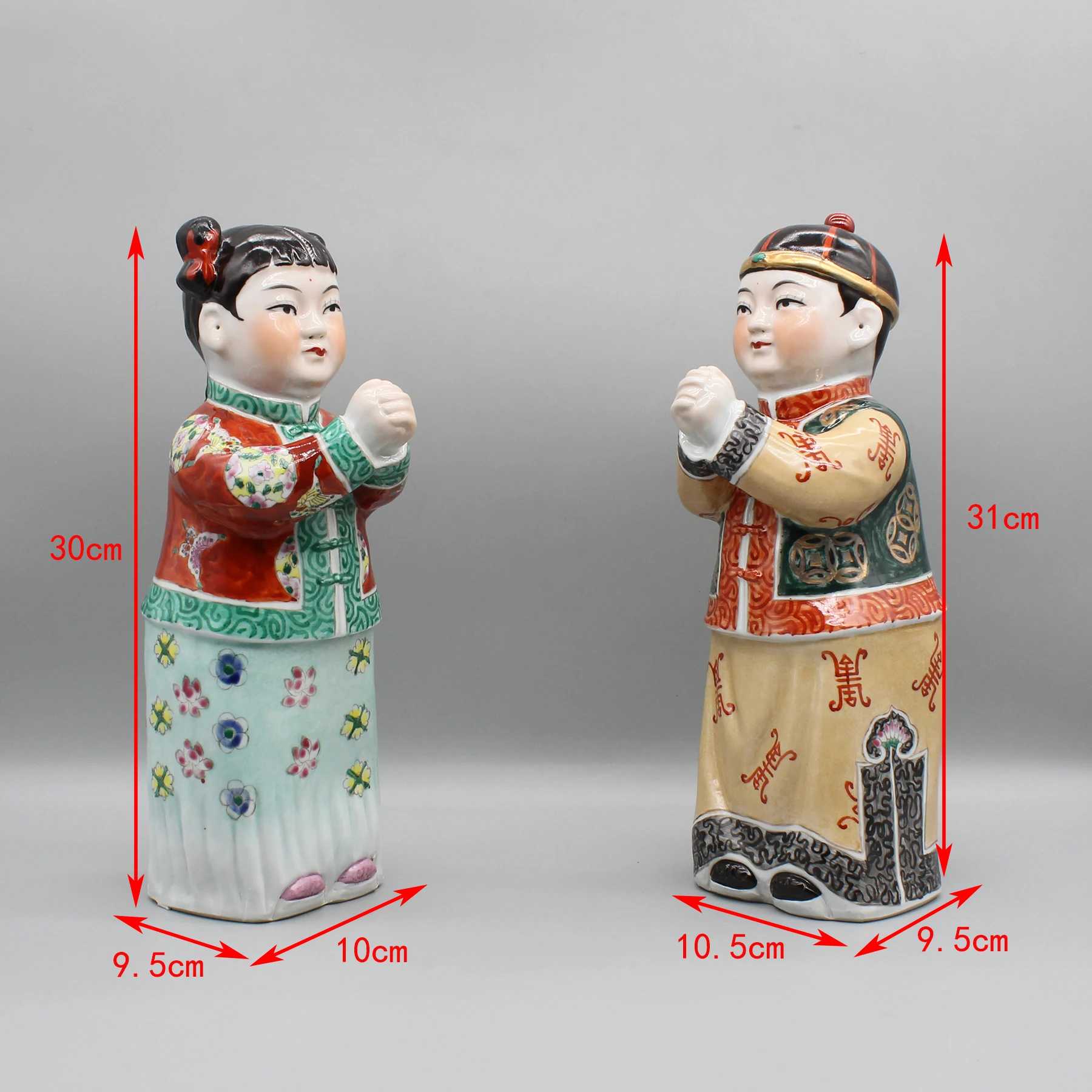 Hand Painted Ceramic  Statues, Wedding Gift, Set of 2