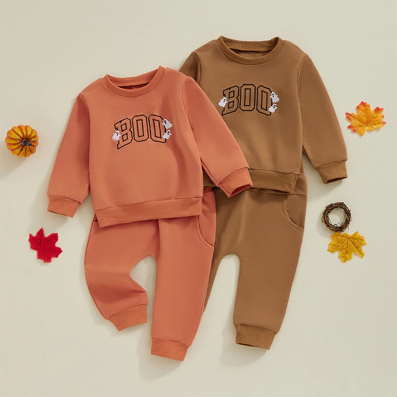 Infant Baby Boy Track Suit Letter Print Long Sleeve Sweatshirt and Elastic Sweatpants 2 Pcs Clothes Hoodies Outfits for Toddler