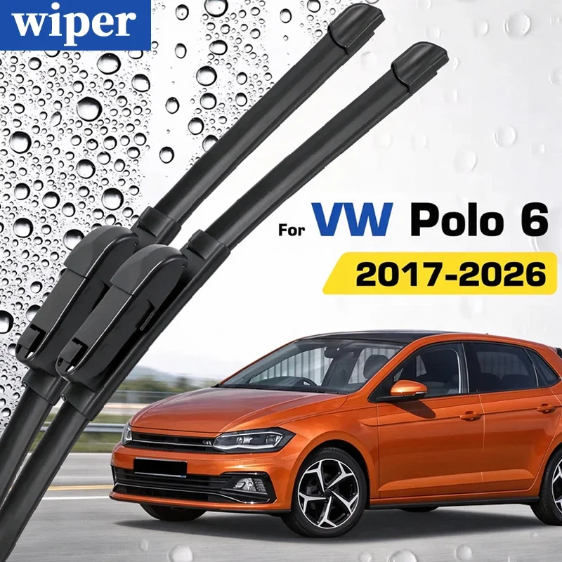 For VW Polo 6 AW BZ 2017-2026 Rubber Wiper Front Wiper Blades Windshield Windscreen Window Brushes