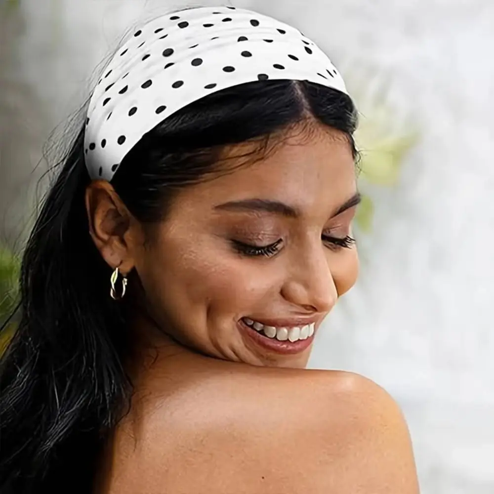 Durable Polka Dot Yoga Headband Elastic Sweat-absorbent Makeup Headband Hair Accessories Women's Hairband