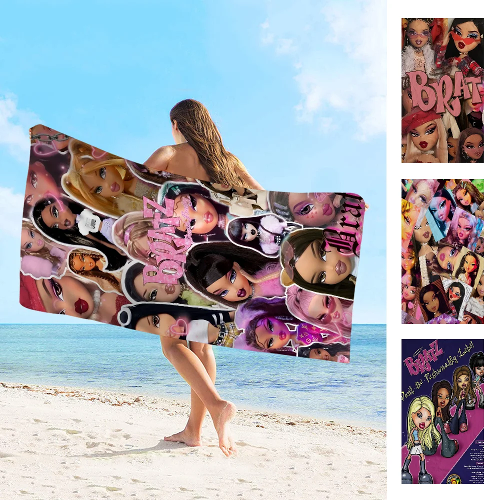 B-Bratz D-Doll كلاسيكي أنيمي كبير ستوكات مناشف الشاطئ منشفة سريعة الجافة الرمال مناشف الشاطئ منشفة حمام السباحة للسفر حمام سباحة اليوغا
