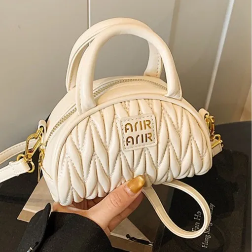 

2025 Women's Shell Shape Bag with Embroidery & Pleated Detail, Elegant Crossbody Purse, Fashionable Shoulder Bag & Hand Carry