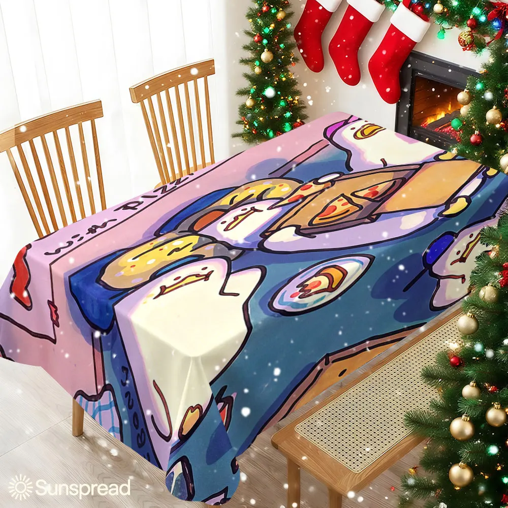 Whimsical Duck Horror Movie Table Cloth Waterproof Tablecloth Spill Proof Table Cloth, Wipe Clean Table Cloth for Dining Camping