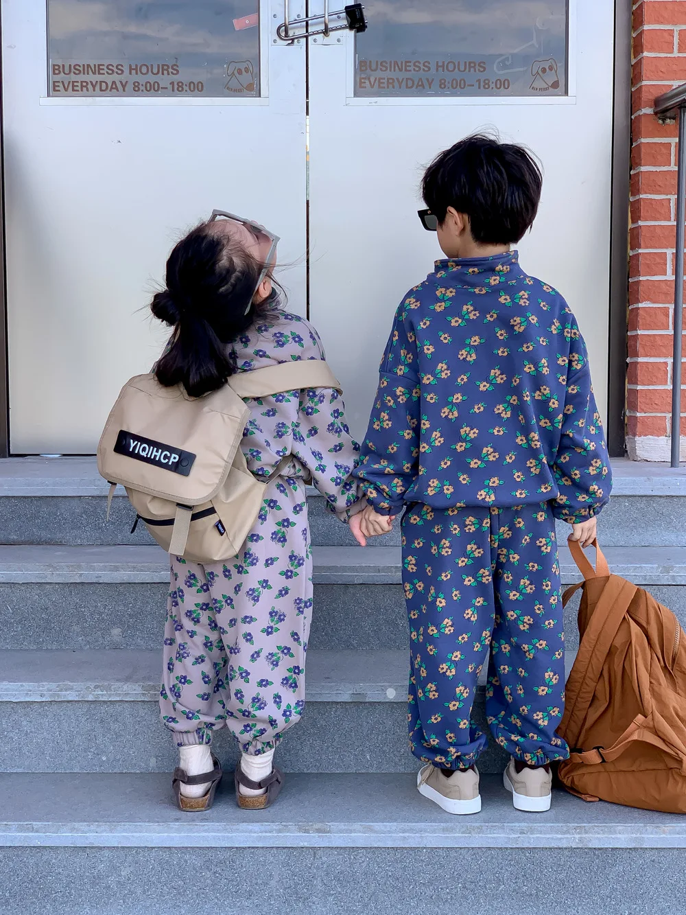 2025 Herfst Nieuwe Kinderen Lange Mouw Kleding Set Jongens Meisjes Bloemenprint Vest Jas + Broek 2 Stuks Pak Kids casual Outfits