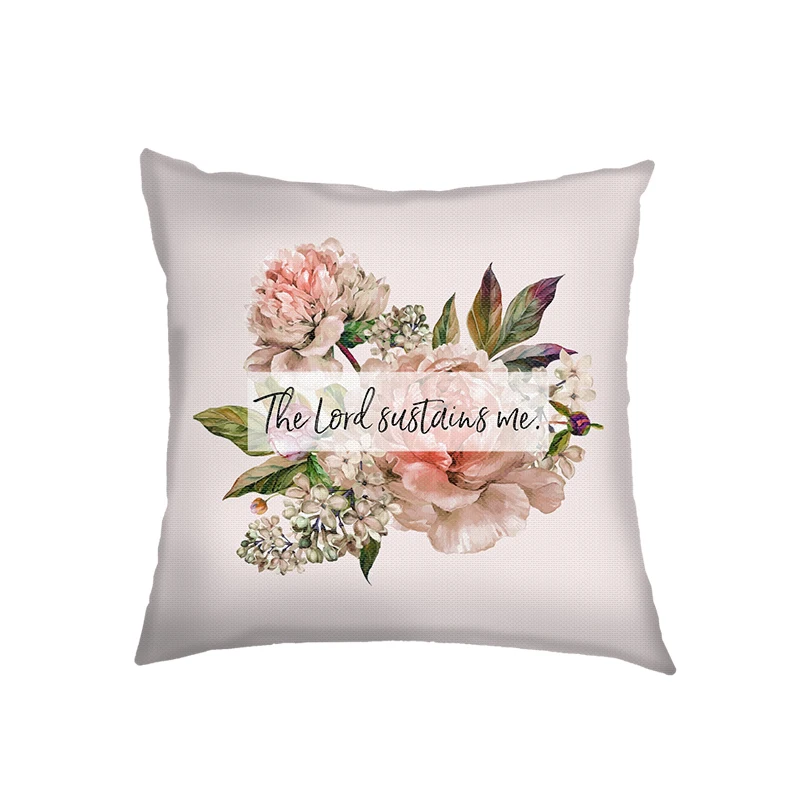 Flower Bible Verse Double-side Print Cushion Covers Christian Biblical Proverbs Pillowcase Home Decor Sofa Bedroom Pillow Cover